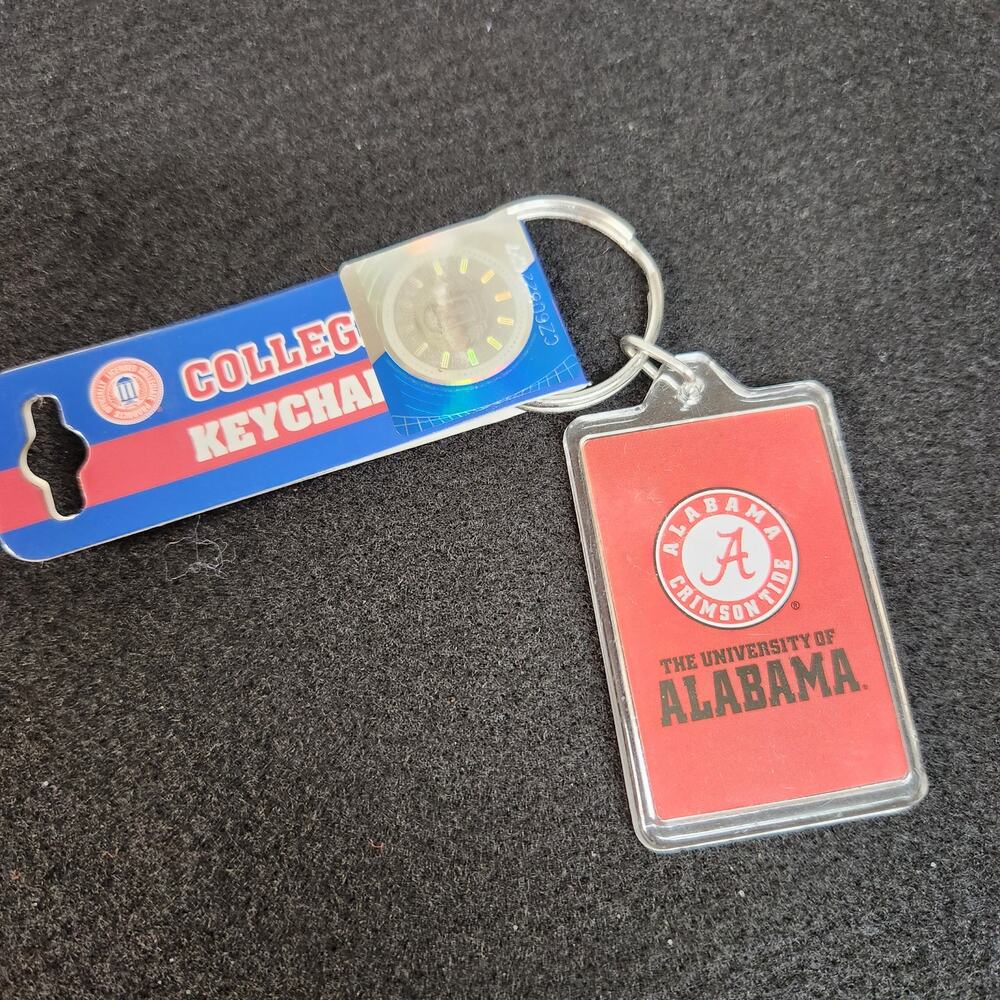 Alabama Crimson Tide 2 inch acrylic key chain ring NWT double side collegiate